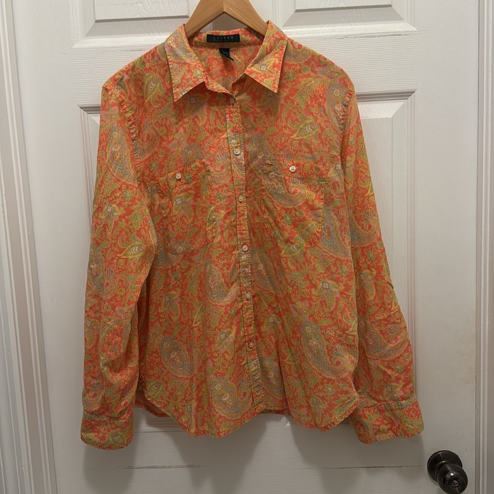 Lauren Ralph Lauren Floral Paisley Colorful button down top XL